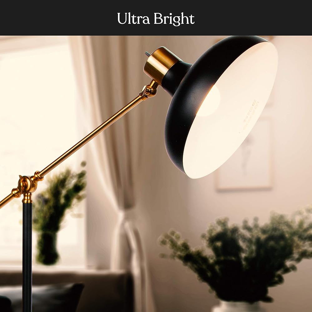 Brightech Wyatt 60 in. Classic Black Industrial 1-Light Height Adjustable LED Floor Lamp with Black Metal Bowl Shade FL-WYT-BLK: Industrial & Scientific