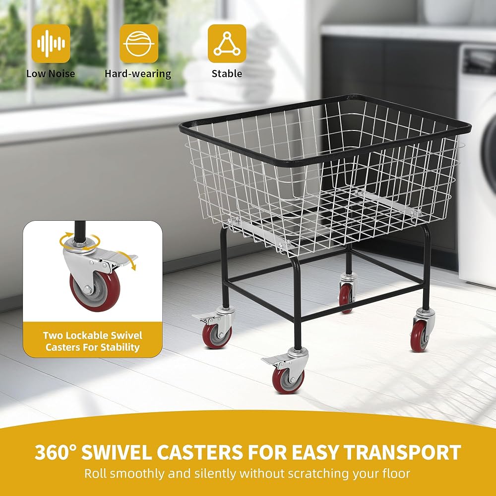 DWVO 4.5 Bushel Wire Laundry Cart with Wheels, Rolling Laundry Basket with Smooth Wheels, Metal Commercial Wire Laundries Basket Cart, Heavy-Duty Large Steel Bin for Clothes Storage & Organization : Home & Kitchen