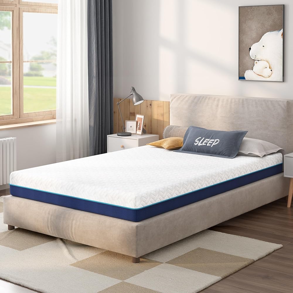 6 Inch Cooling Gel Memory Foam Twin Mattress for Kids,Mattress in a Box,Breathable Cover Gel-Infusion for Cooler Sleep,Healthy and Safe,39