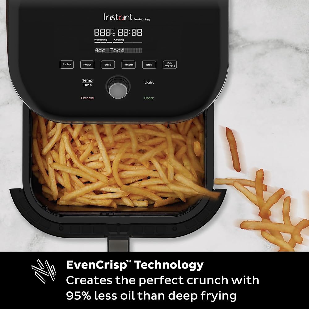 Instant Pot Vortex Plus 6QT Air Fryer with Odor Erase Technology,6-in-1 Functions that Crisps,Roasts, Broils,Dehydrates, Bakes & Reheats, 100+In-App Recipes, from the Makers of Instant Pot,1700W,Black : Home & Kitchen