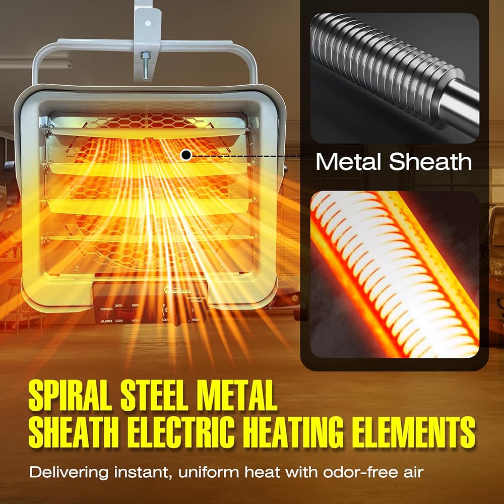 Dr. Infrared Heater DR-966 240-Volt Hardwired Shop Garage Commercial Heater, 3000 Watt / 6000 Watt