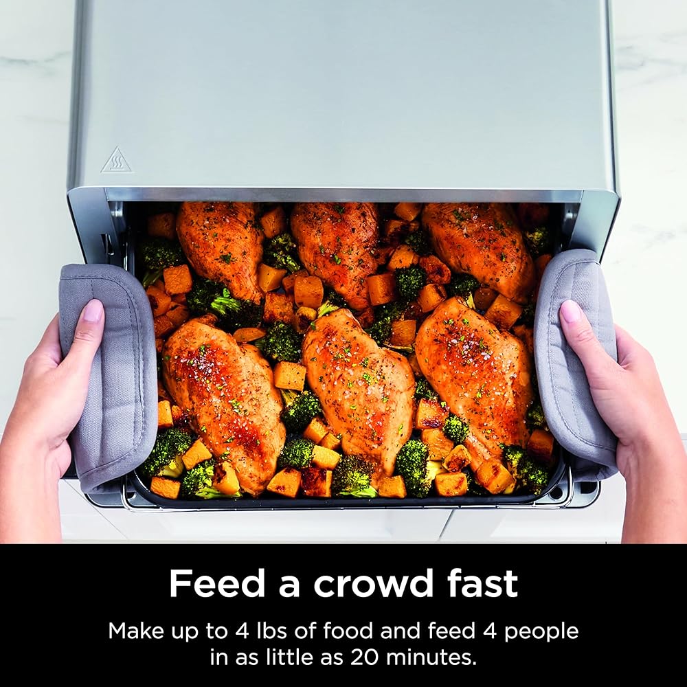 Ninja Flip Toaster Oven&Air Fryer, 8-in-1 Functionality, Flip Up&Away Capability for Storage Space, LargeCapacity, Air Fry Basket, SheetPan, Wire Rack&Removable Crumb Tray, Stainless,1800 watts, SP151 : Home & Kitchen