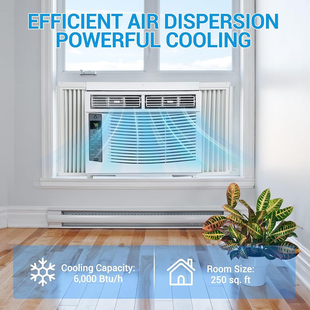 Towallmark 6,000 Btu Window Air Conditioner, Cools Up to 250 Sq. Ft with Cooling, Dehumidifier, 3 Fan Speed, Window-Mounted Room Ac Window Unit with Remote, Easy Install Kit for Home : Home & Kitchen