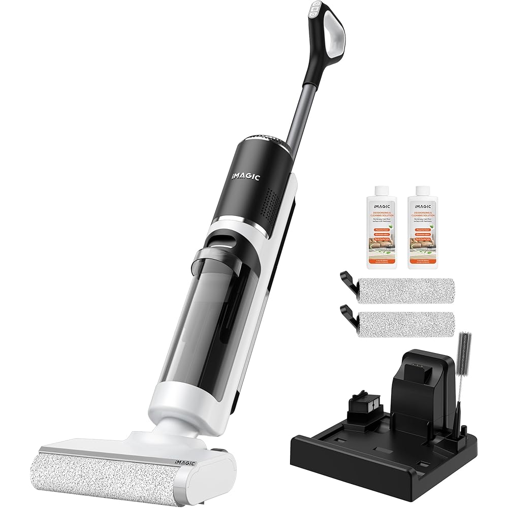 - IMAGIC M3 Wet Dry Vacuum Cleaner, Cordless Vacuum Mop All in One for Hard Floors, Lightweight Floor Cleaner for Sticky Messes with Edge Cleaning, Self-Cleaning and Hot Air Drying, White