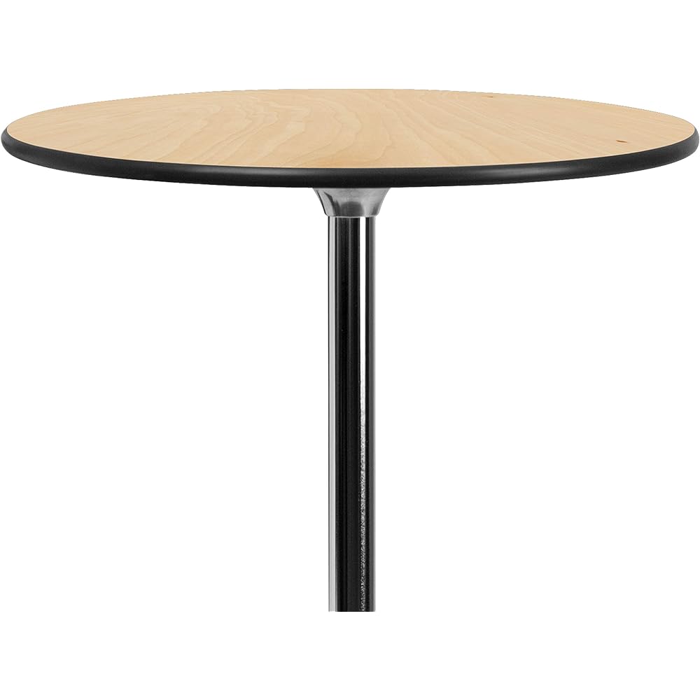 Flash Furniture Lars 30'' Round Wood Cocktail Table with 30'' and 42'' Columns, Adjustable Wood Bar Height Table for Events or Home Use, Natural : Flash Furniture: Home & Kitchen