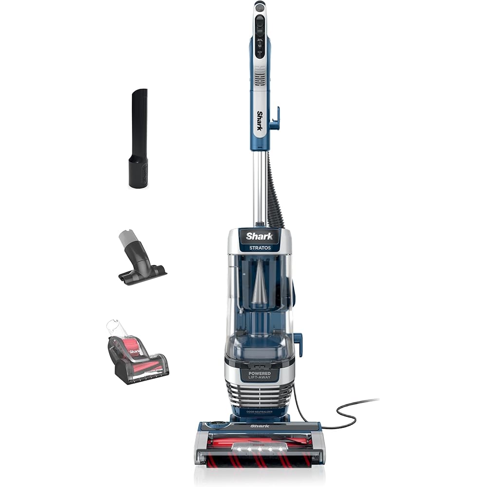 Shark Upright Vacuum, Stratos with DuoClean PowerFins, HairPro, Powered Lift-Away, Self-Cleaning Brushroll, & Odor Neutralizer Technology, Navy, AZ3002