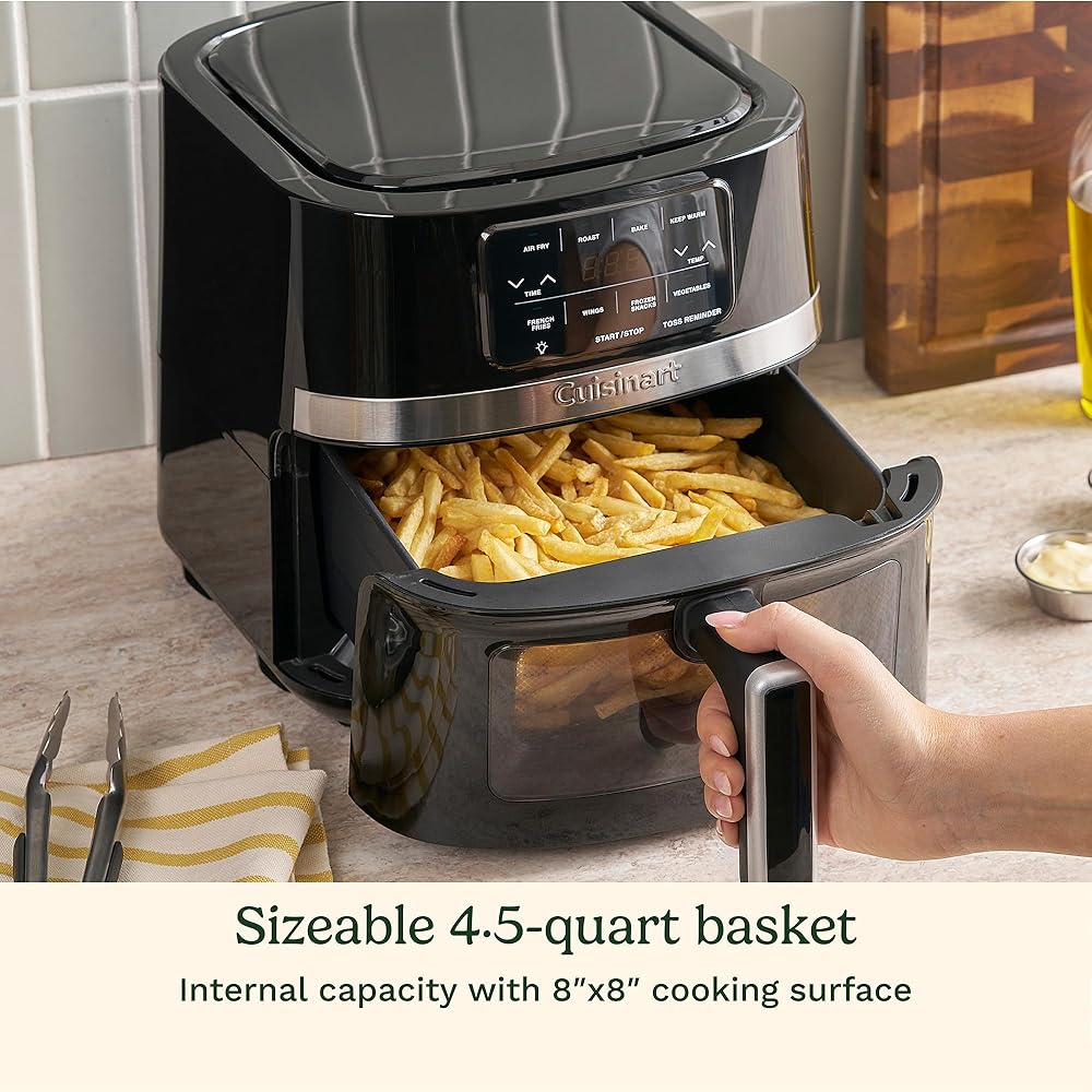 Cuisinart Air Fryer, 4.5-Quart Basket Fryer with 4 Cooking Functions to Air Fry, Roast, Bake, and Keep Warm, 4 Airfryer Presets, Dishwasher-Safe Parts, AIR-160NAS, Stainless Steel & Black : Home & Kitchen