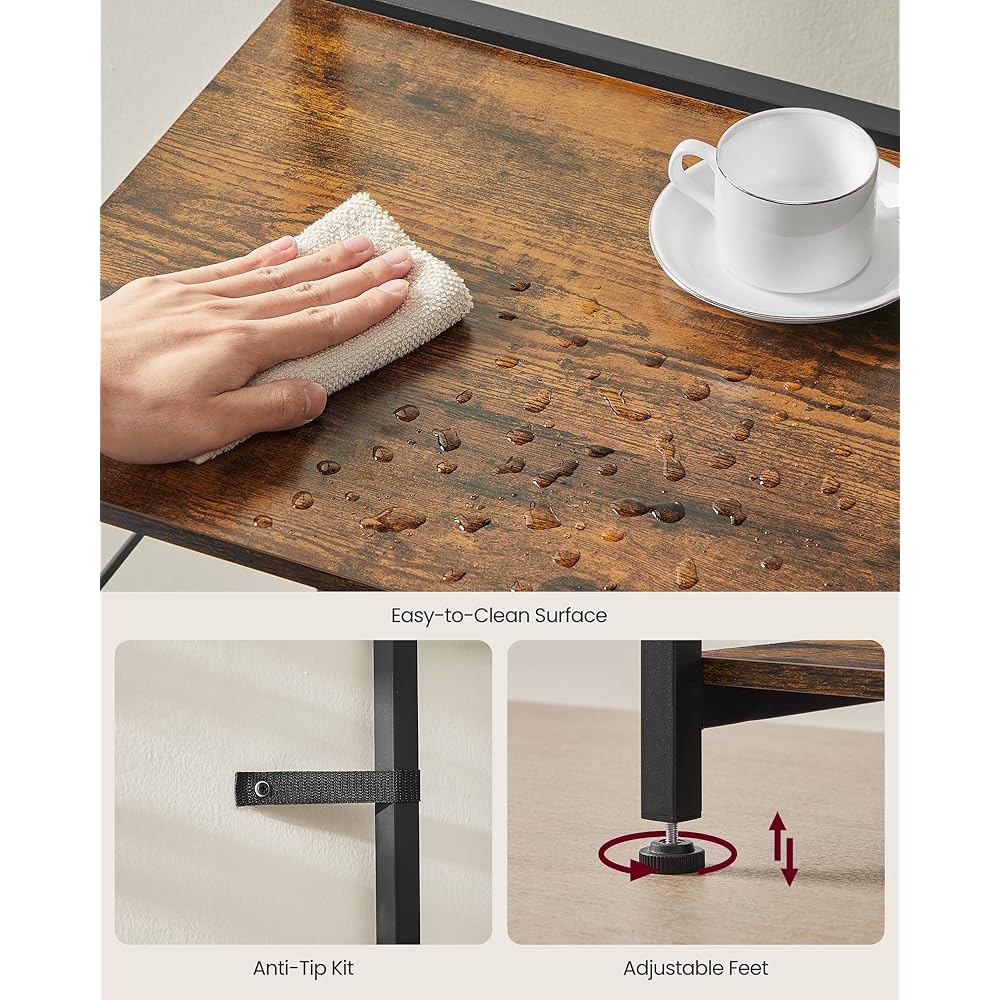 - VASAGLE Bakers Rack with Power Outlet, 35.4 Inches Microwave Stand, Coffee Bar, 4 AC Outlets, with Adjustable Shelves, 8 S-Hooks, Basket, Spice Racks, Rustic Brown and Ink Black UKKS031K01 - Standing Baker's Racks