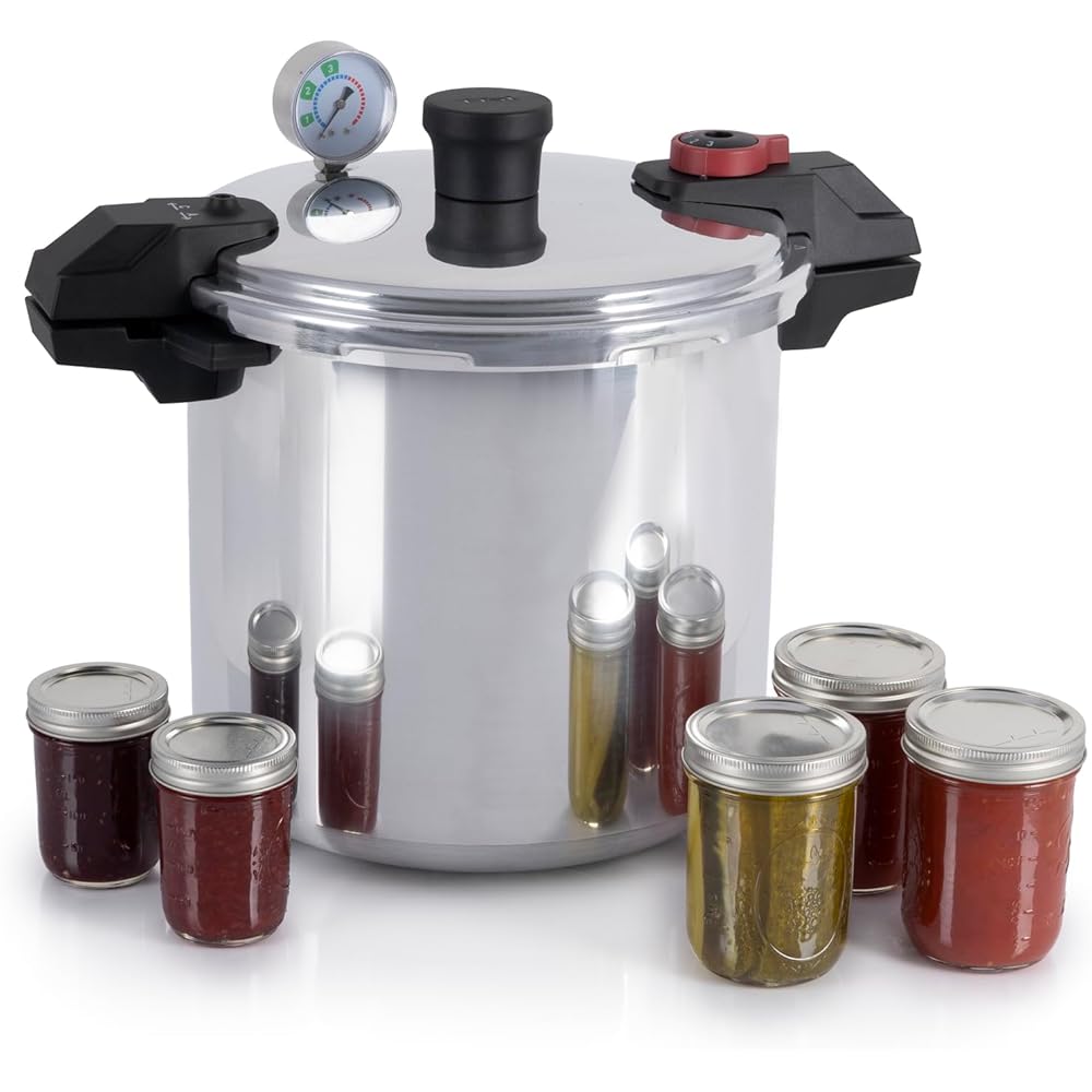 T-fal Pressure Cooker Aluminum Pressure Canner, 22 Quart, 3 PSI Settings, Cookware, Pots and Pans, Large Capacity, Cooling Racks, Recipe Booket, Canning Vegetables, Meats, Poultry, Seafood, Silver: Home & Kitchen