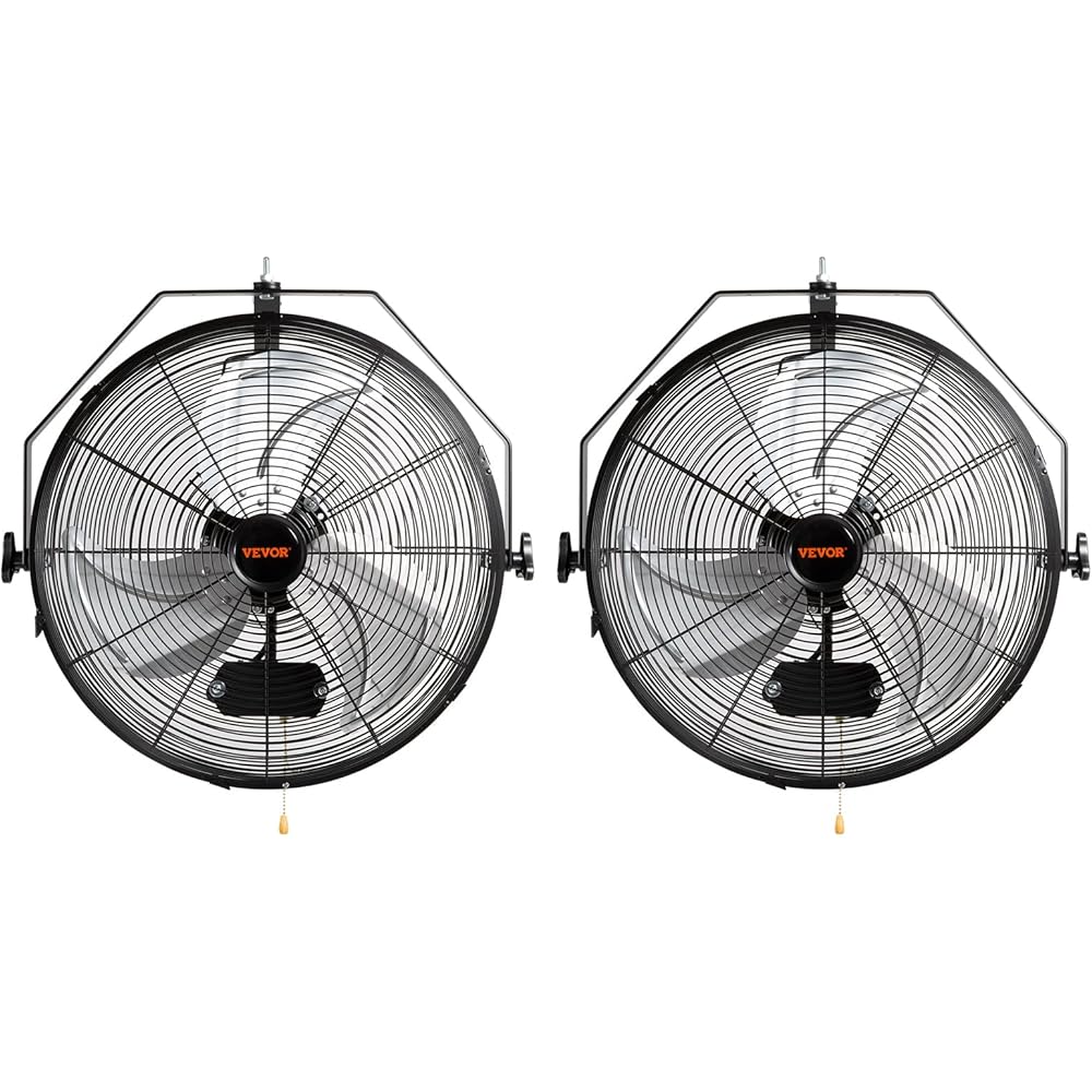 VEVOR Wall Mount Fan, 2 PCS 18 inch Waterproof, 3-speed High Velocity Max. 4000 CFM Industrial Wall Fan for Indoor, Commercial, Residential, Warehouse, Greenhouse, Workshop, Basement, Garage,Black : Home & Kitchen
