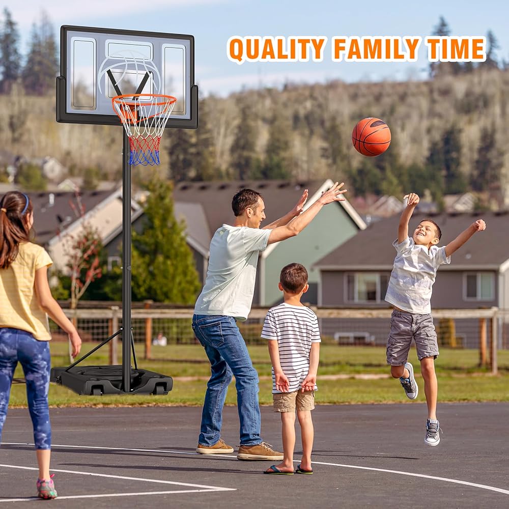 Yohood Basketball Hoop Outdoor 10ft Adjustable, Portable Basketball Hoop Goal System for Kids Youth and Adults in Backyard/Driveway/Indoor, 44 Inch Shatterproof Backboard and Larger Base : Sports & Outdoors