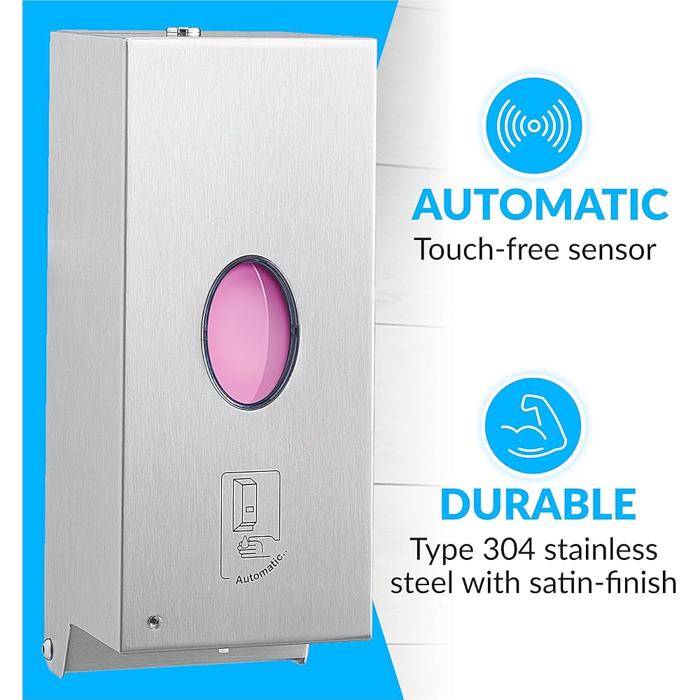 Bobrick B-2012 Automatic Wall-Mounted Liquid Soap Dispenser, Stainless Steel, 30 Fl Oz Capacity : Home & Kitchen