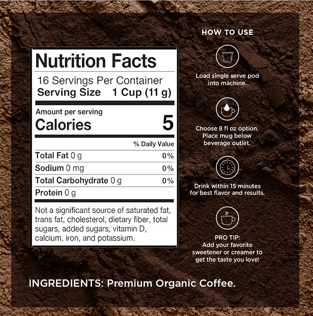 VitaCup Organic Perfect Dark Roast Decaf Coffee Pod for Pure & Clean Energy, Antioxidants, Low Acid, Peru Single Origin in Recyclable Single Serve Pod Compatible with Keurig K-Cup Brewers, 64 CT : Grocery & Gourmet Food