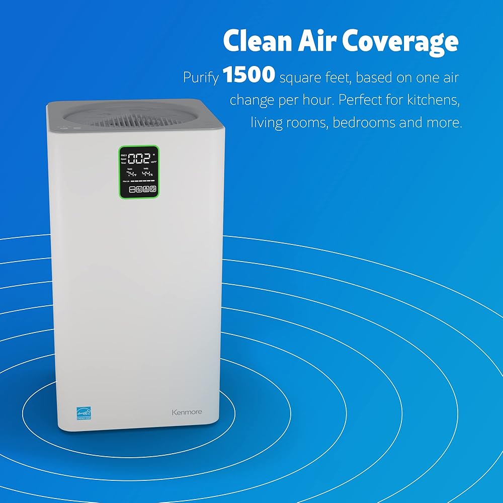 Kenmore PM3020 Air Purifiers with H13 True HEPA Filter, Covers Up to 1500 Sq.Foot, 24db SilentClean 3-Stage HEPA Filtration System, 5 Speeds for Home Large Room, Kitchens & Bedroom : Home & Kitchen