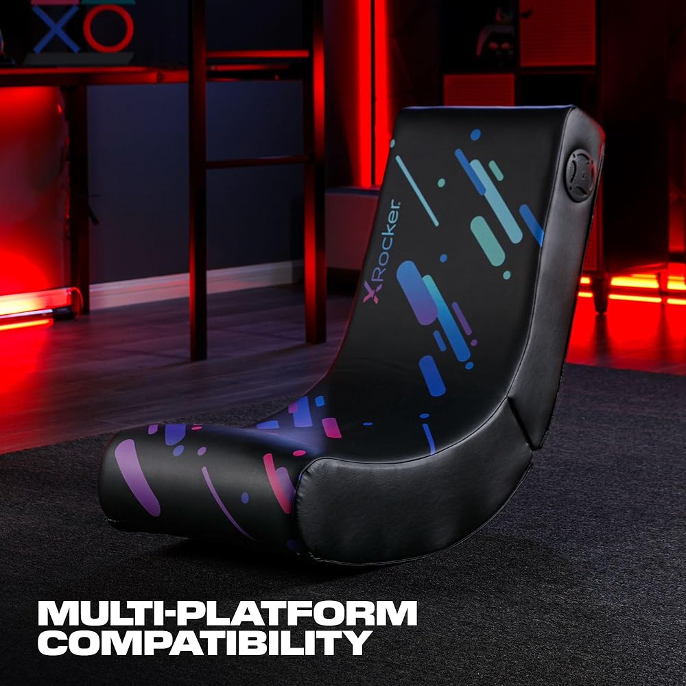 X Rocker Pixel Youth Video Gaming Floor Rocker Chair, Back to School Gifts for Gamers, Bedroom, Foldable, Black with Print : Home & Kitchen