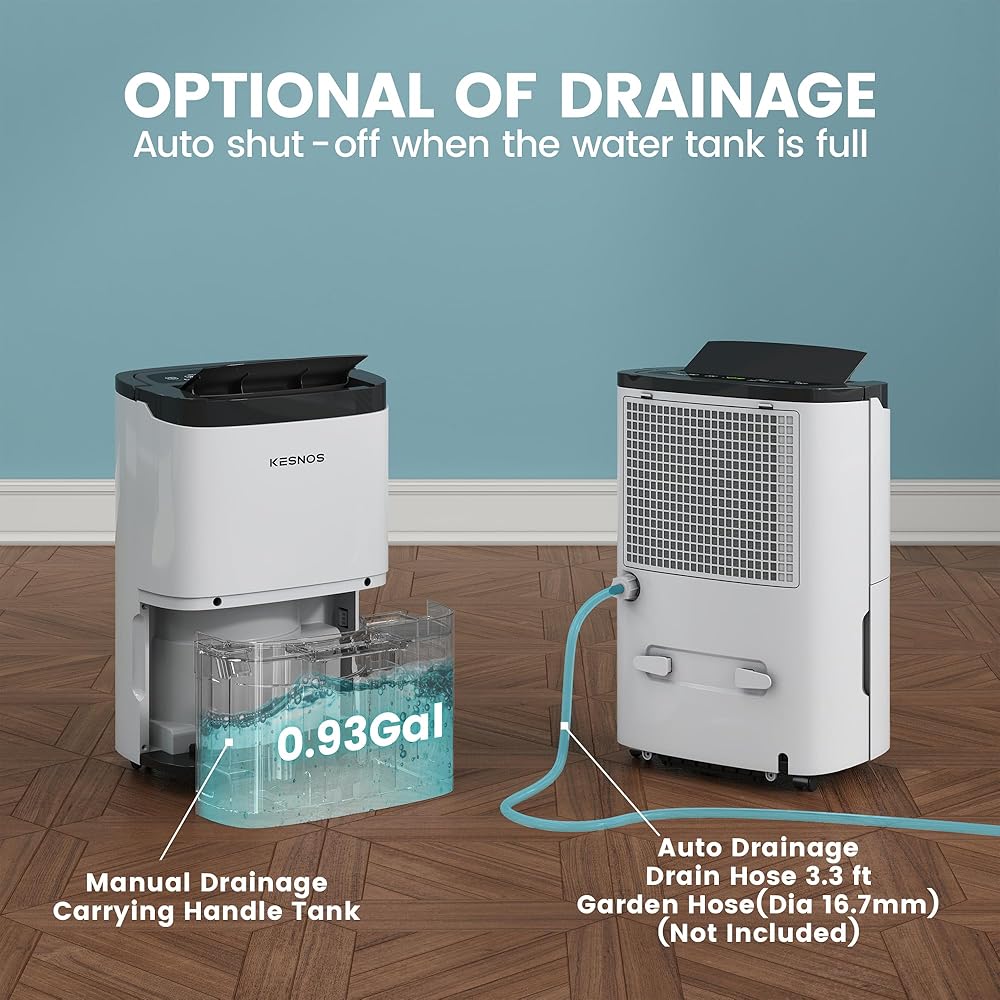 - Kesnos 80 Pints Energy Star Dehumidifier for Home & Basement with Drain Hose, Ideal for Large Spaces up to 5,000 Sq. Ft., Featuring Auto Defrost & Self-Drying Function