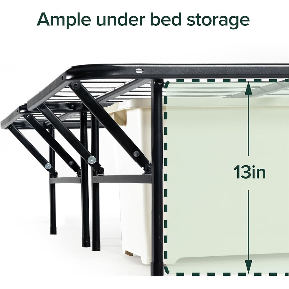 ZINUS SmartBase Tool-Free Assembly Mattress Foundation, 14 Inch Metal Platform Bed Frame, No Box Spring Needed, Sturdy Steel Frame, Underbed Storage, Queen : Home & Kitchen