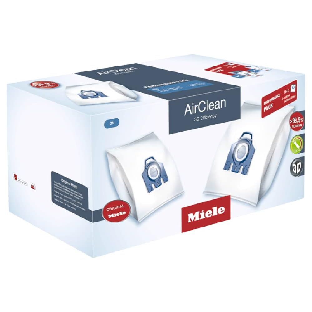 - Miele XXL Performance Pack, 16 AirClean 3D GN Vacuum Cleaner Bags and 1 HEPA Filter, Traps and Secure Dust