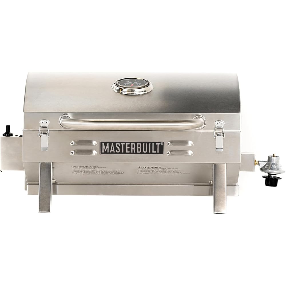 Masterbuilt Portable Propane Gas Grill with Folding Legs, Chrome-Coated Warming Rack and 288 Cooking Square Inches in Stainless Steel, Model MB20030819 : Patio, Lawn & Garden