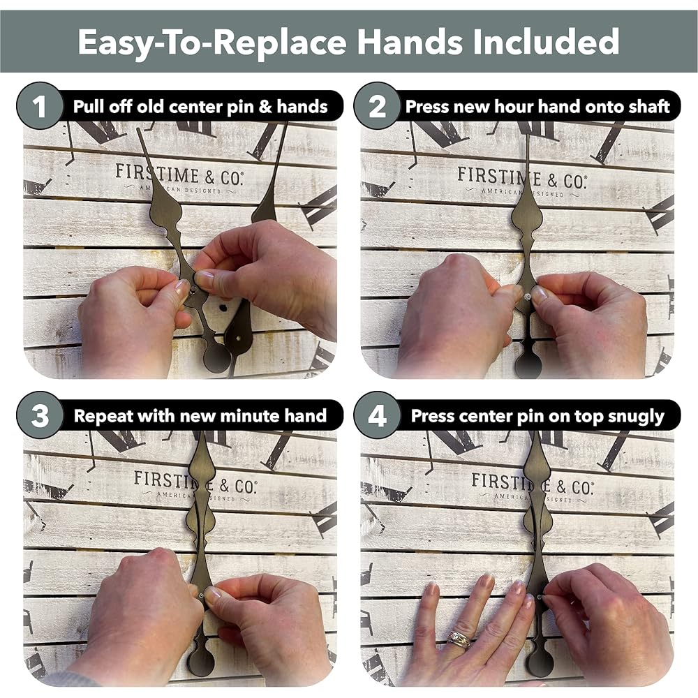 FirsTime and Co. Farmhouse Shiplap Wall Clock, American Crafted, White, Wood, 29 x 2 x 29 in White : Home & Kitchen