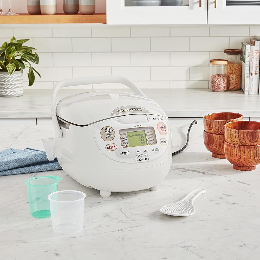 Zojirushi NS-ZCC10 5-1/2-Cup Neuro Fuzzy Rice Cooker and Warmer, Premium White: Rice Cookers Zojirushi: Home & Kitchen