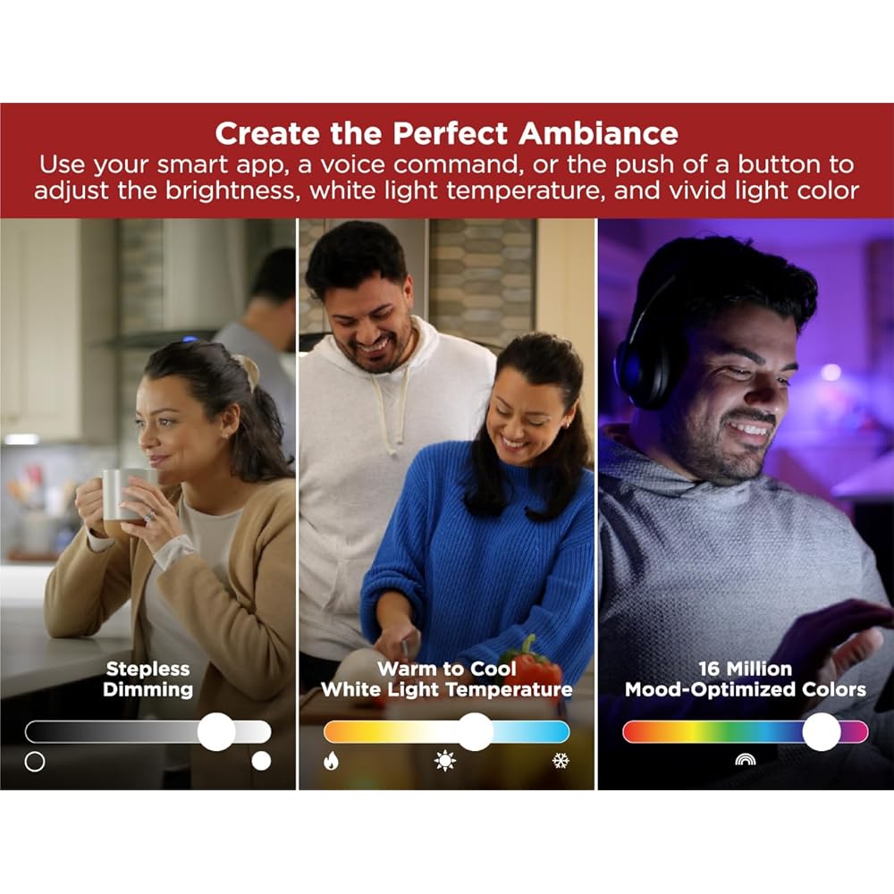 BLACK+DECKER Professional Push Wire® Matter Certified Smart Under Cabinet Lighting Kit, Adjustable White and RGB LEDs, Works with Alexa, Apple Home, Google Home, (6) 12