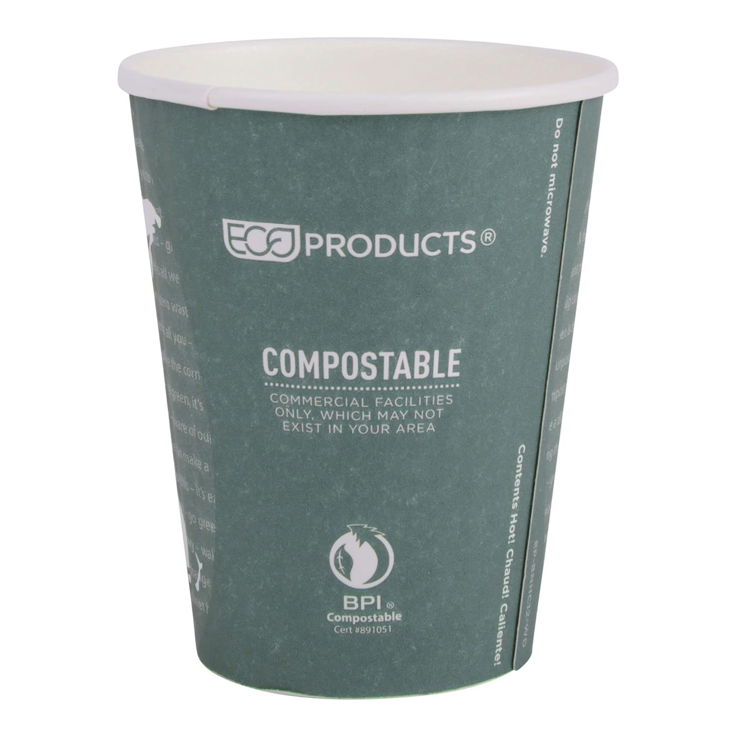 ECO PRODUCTS Compostable Disposable Insulated World Art 12oz Coffee Cups, Case of 600, Renewable Double-wall Hot Paper Cup, Plant Based PLA Lining, No Sleeves Needed, Color Coded : Health & Household