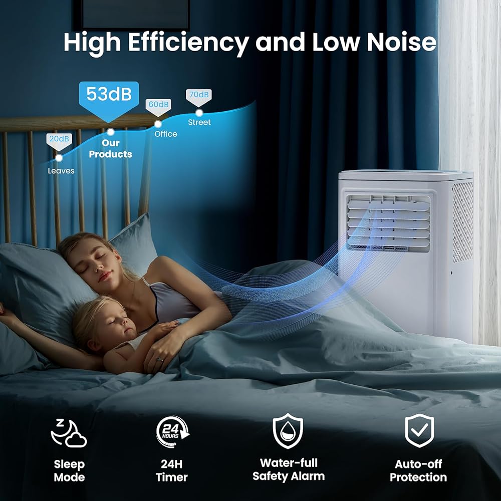 ZAFRO Portable Air Conditioners, 10000 BTU, 3 in 1 Portable AC Unit with Window Kits, Fan & Dehumidifier Modes, Cools up to 450 Sq.Ft, LED Display/Remote Control, 24H Timer for Living Room, Bedroom : Home & Kitchen
