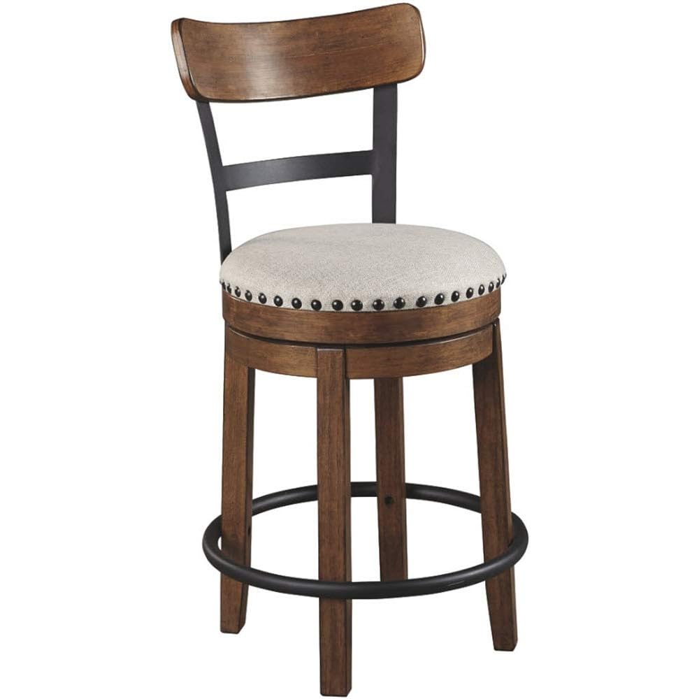 Signature Design by Ashley Valebeck Rustic Farmhouse 24.5” Counter Height Swivel Bar Stool, Brown