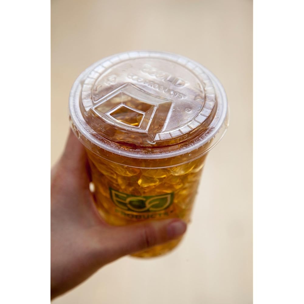 Eco-Products GreenStripe Compostable Plastic Cup Sip Lids, Case of 1000, Fits 9oz & 12-24oz Cups, Made From PLA Renewable Plant Based Plastic, Clear For Visibility : Health & Household