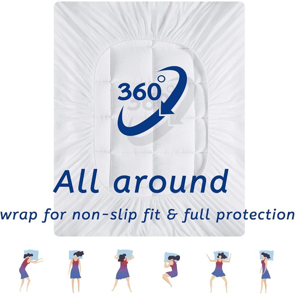 Twin XL Mattress Topper for Back Pain, Cooling Extra Thick Mattress Pad Cover with 8-21 inch Deep Pocket, Plush Pillow Top Mattress Topper Overfilled with Down Alternative, Twin Extra Long, White : Home & Kitchen