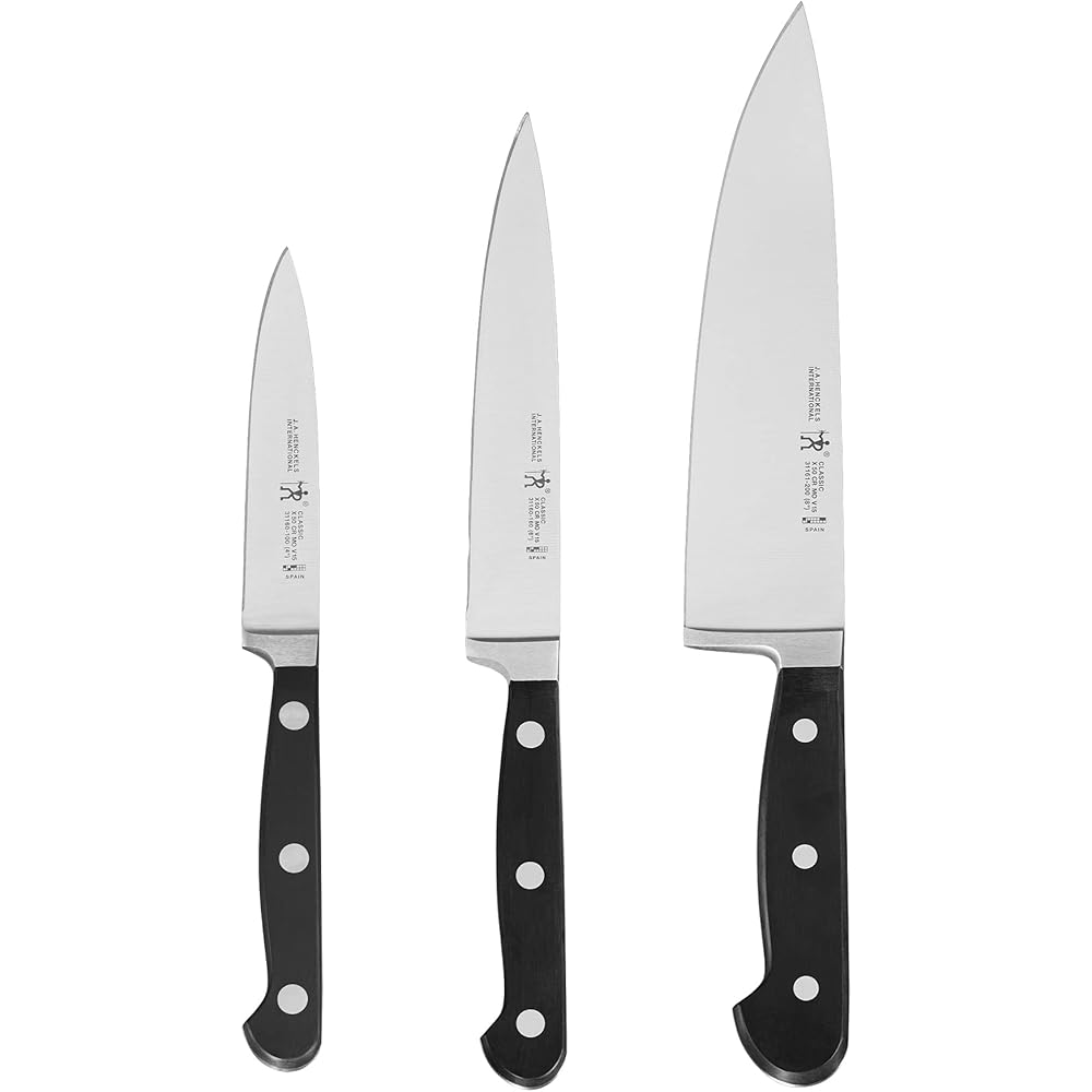 HENCKELS Classic Razor-Sharp 3-Piece Kitchen Knife Set, Chef Knife, Paring Knife, Utility Knife, German Engineered Informed by 100+ Years of Mastery, Stainless Steel: Kitchen Utility Knives: Home & Kitchen