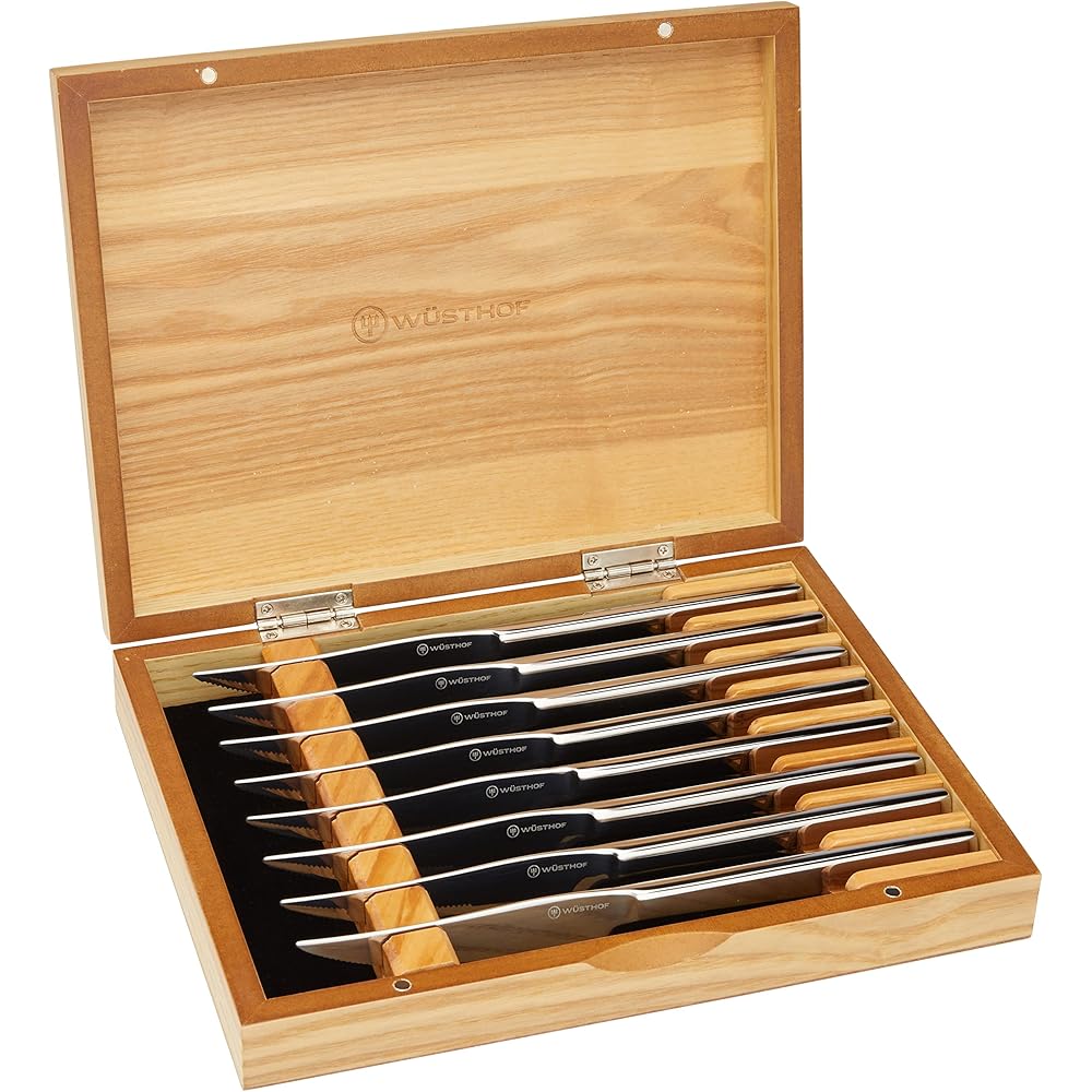 W脺STHOF 8-Piece Stainless Mignon Steak Knife Set, Silver: Home & Kitchen