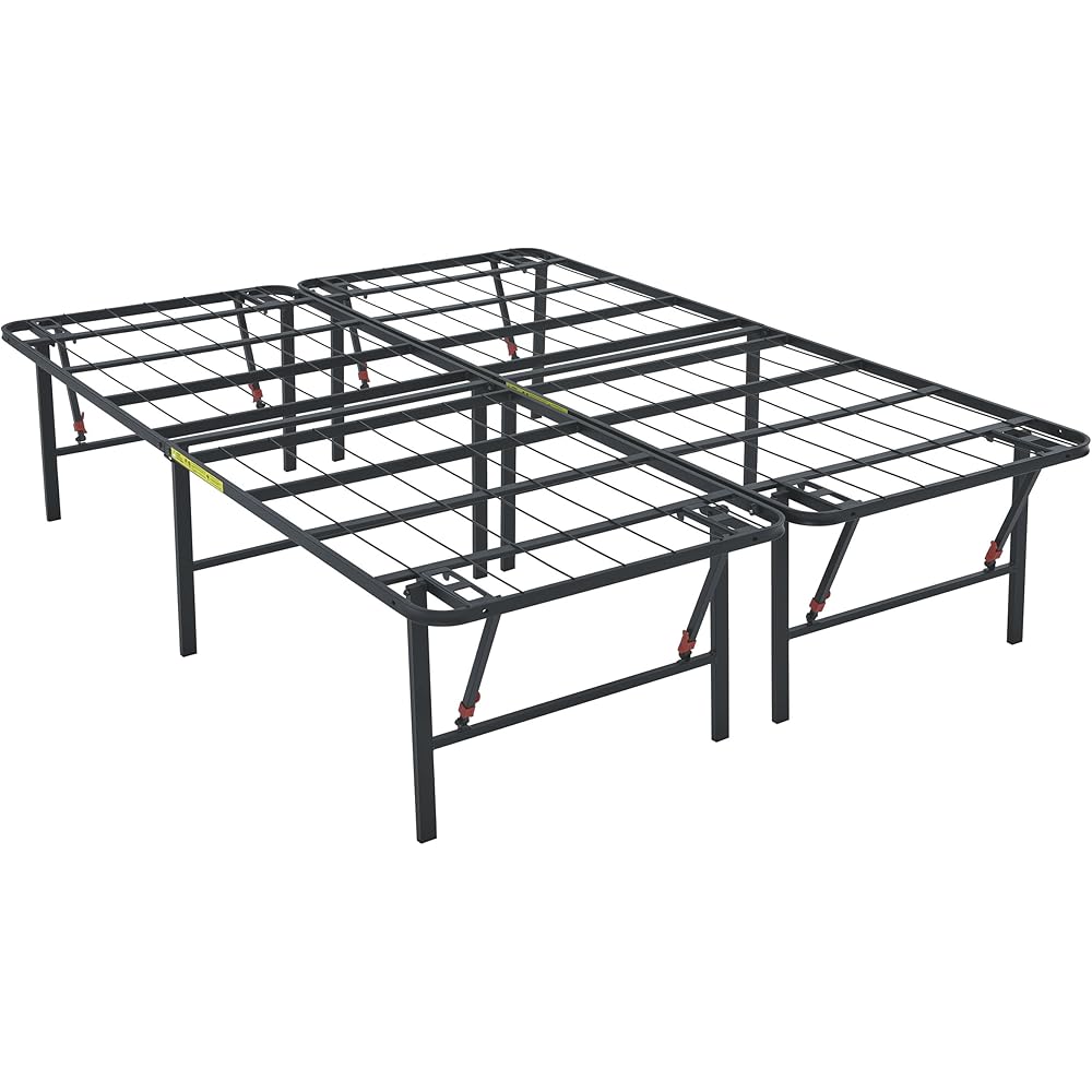 Amazon Basics Bed Frame with Storage, Foldable Metal Platform, Sturdy Steel, No Box Spring Needed, 18 inches High, Tool-Free Setup, Full Size, Black : Home & Kitchen