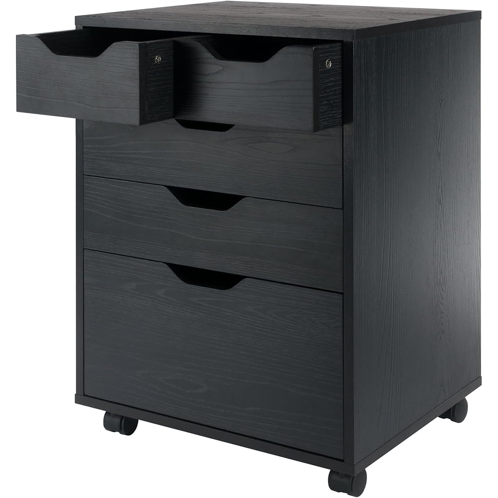 Winsome Halifax Bins & Drawers Mobile Cabinet, for Home Office, Black : Home & Kitchen