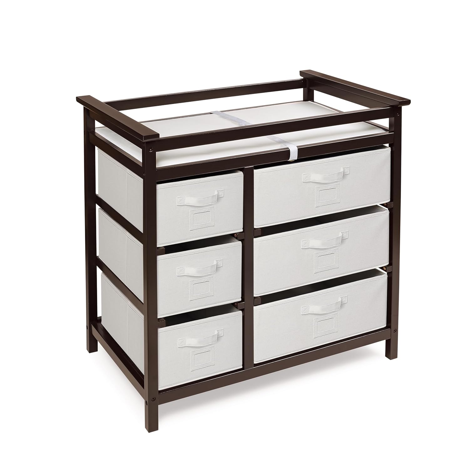 : Badger Basket Modern Baby Changing Table with 6 Storage Drawers and Pad, Diaper Change Station - Espresso : Baby