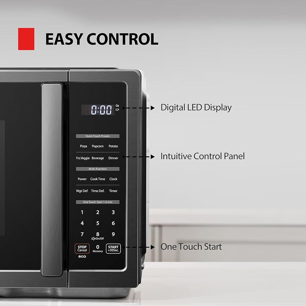 TOSHIBA ML4-EM09PA(BS) Small Countertop Microwave Oven with 6 Auto Menus, Mute Function, Child Lock, Kitchen Essentials for Dorm, 0.9 Cu Ft, 10.6 Inch Removable Turntable, 900W, Black Stainless Steel : Office Products