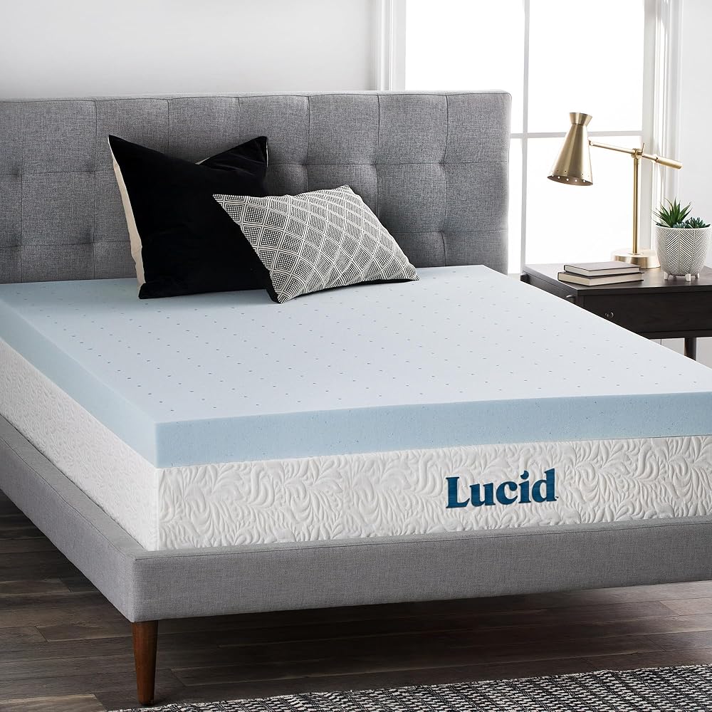 LUCID 4 Inch Gel Memory Foam Mattress Topper-Ventilated Design-Ultra Plush-Queen : Home & Kitchen