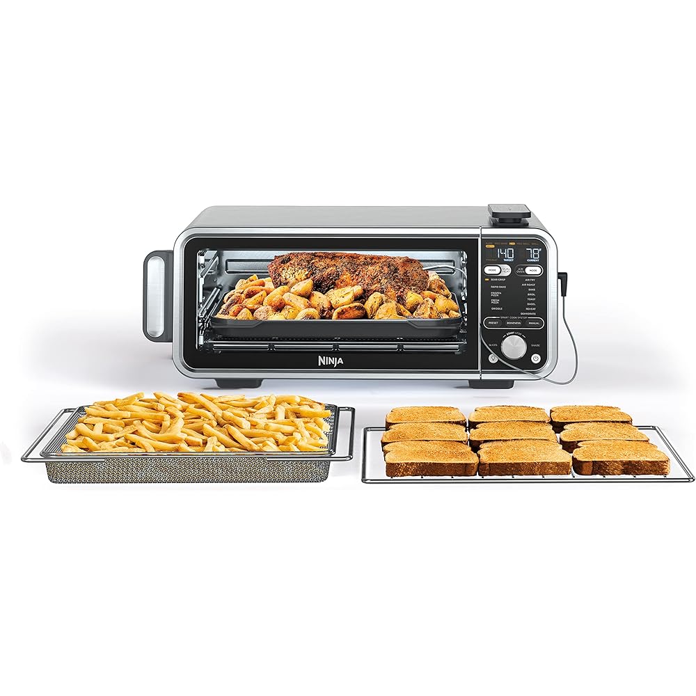 Ninja, Toaster Oven, Air Fryer, Thermometer, Toaster Oven Air Fryer Combo, Stainless Steel, Quick meals, Fries, Frozen Food, Air Fry, Dehydrate, Reheat, 13-in-1, Less Oil, Flip Away Oven, Foodi, SP351: Home & Kitchen