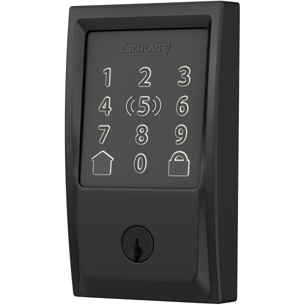 Schlage Encode Plus Smart Wi-Fi Lock for Front Door, Keyless Entry Deadbolt, Unlock with Apple Watch, Built-in WiFi and App Control, Easy Install, Alexa & Apple HomeKit Compatible, Matte Black -