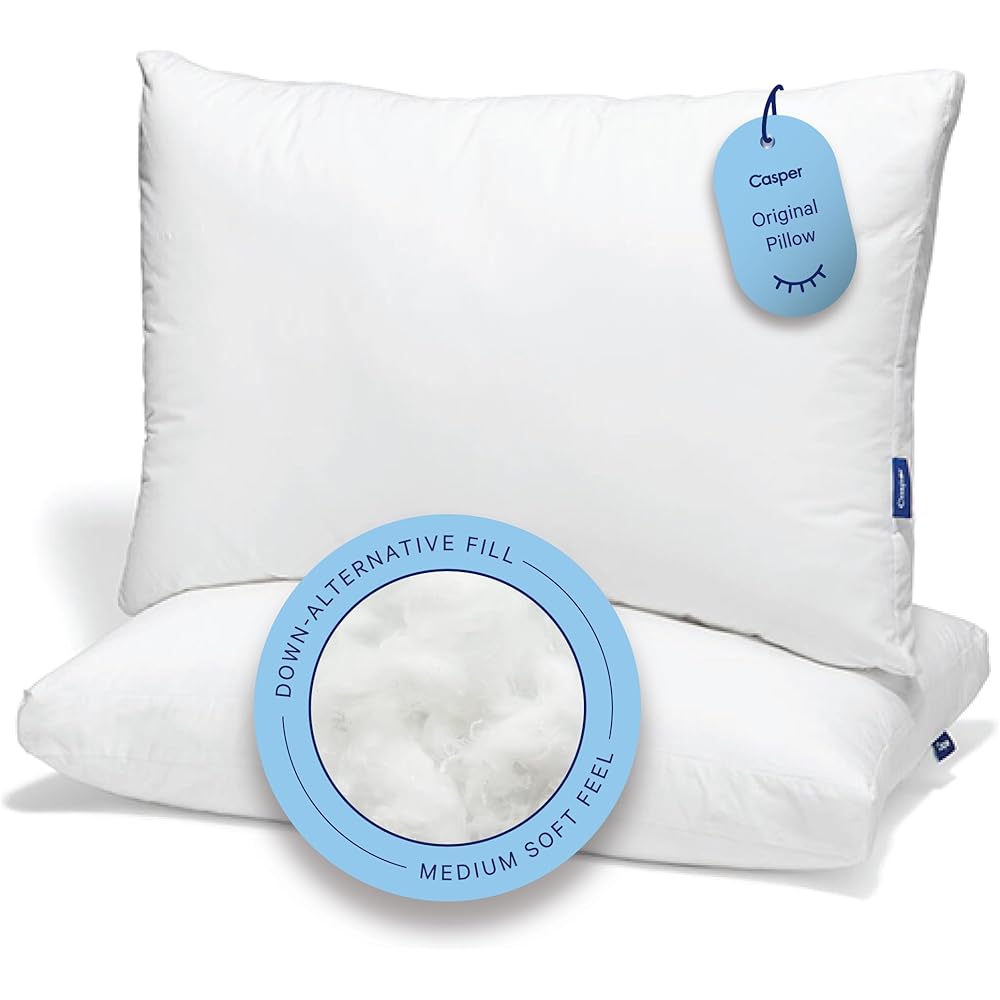 Casper Original Pillow for Sleeping, King, White, Two Pack
