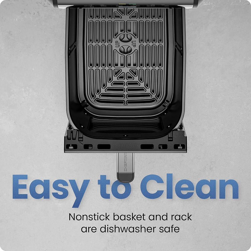 Chefman Air Fryer TurboFry 7-Qt, 6-in-1 High-Powered 450°F Cooking for Crispier Results, Compact Space-Saving Design, Air Fry, Bake, Broil, Reheat, Dehydrate, Defrost, Fast & Even Cooking – Black