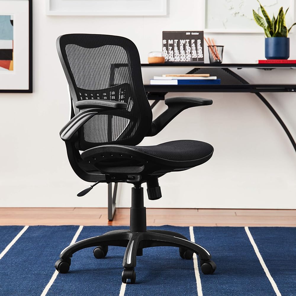 Office Star Ventilated Manager's Office Desk Chair with Breathable Mesh Seat and Back, Black Base, Black : Home & Kitchen