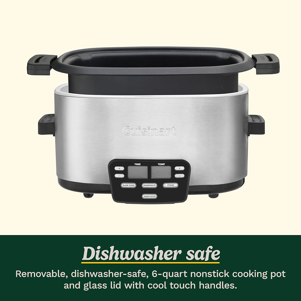 Cuisinart MSC-600 3-In-1 Cook Central 6-Quart Multi-Cooker: Slow Cooker, Brown/Saute, Steamer, Silver: Home & Kitchen