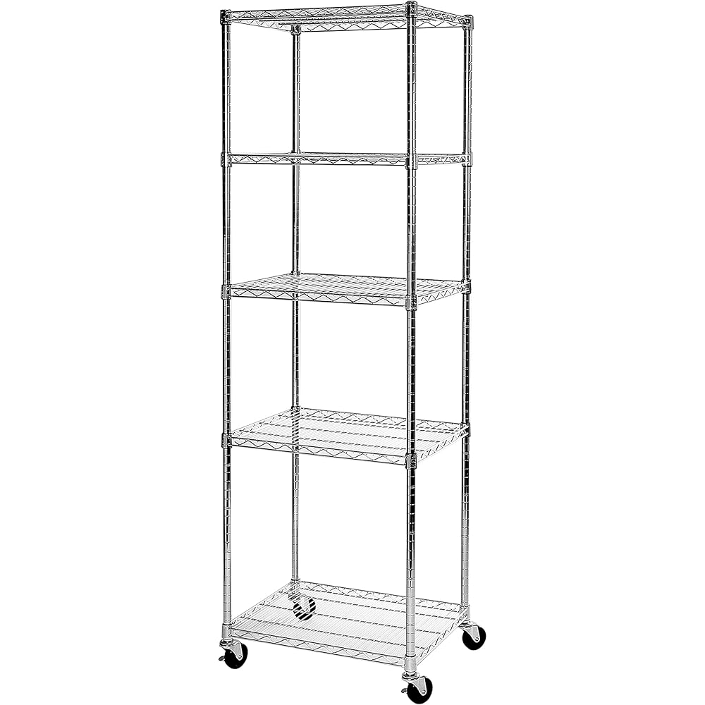 Seville Classics UltraDurable Heavy Duty NSF Solid Steel Wire Rack Storage Unit Organizer for Garage, Warehouse, Office, Restaurant, Classroom, Kitchen, 5-Tier Shelving, 24