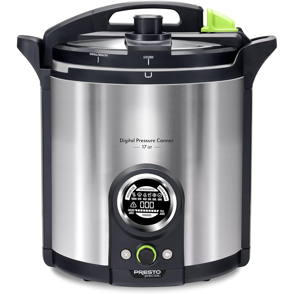 Presto 02152 17-Quart Digital Pressure Canner - Digital Display, Waterbath Capable, 10 Built-In Safety Features, Recipe Book, Stainless Steel: Home & Kitchen