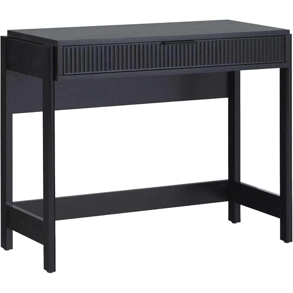 Walker Edison Transitional Office Design, Reeded Drawer Front Detail, Writing Desk with Drawer, Spacious Desktop, Complementary in Living Spaces, 38”W x 16.75”D x 30”H, Black : Home & Kitchen