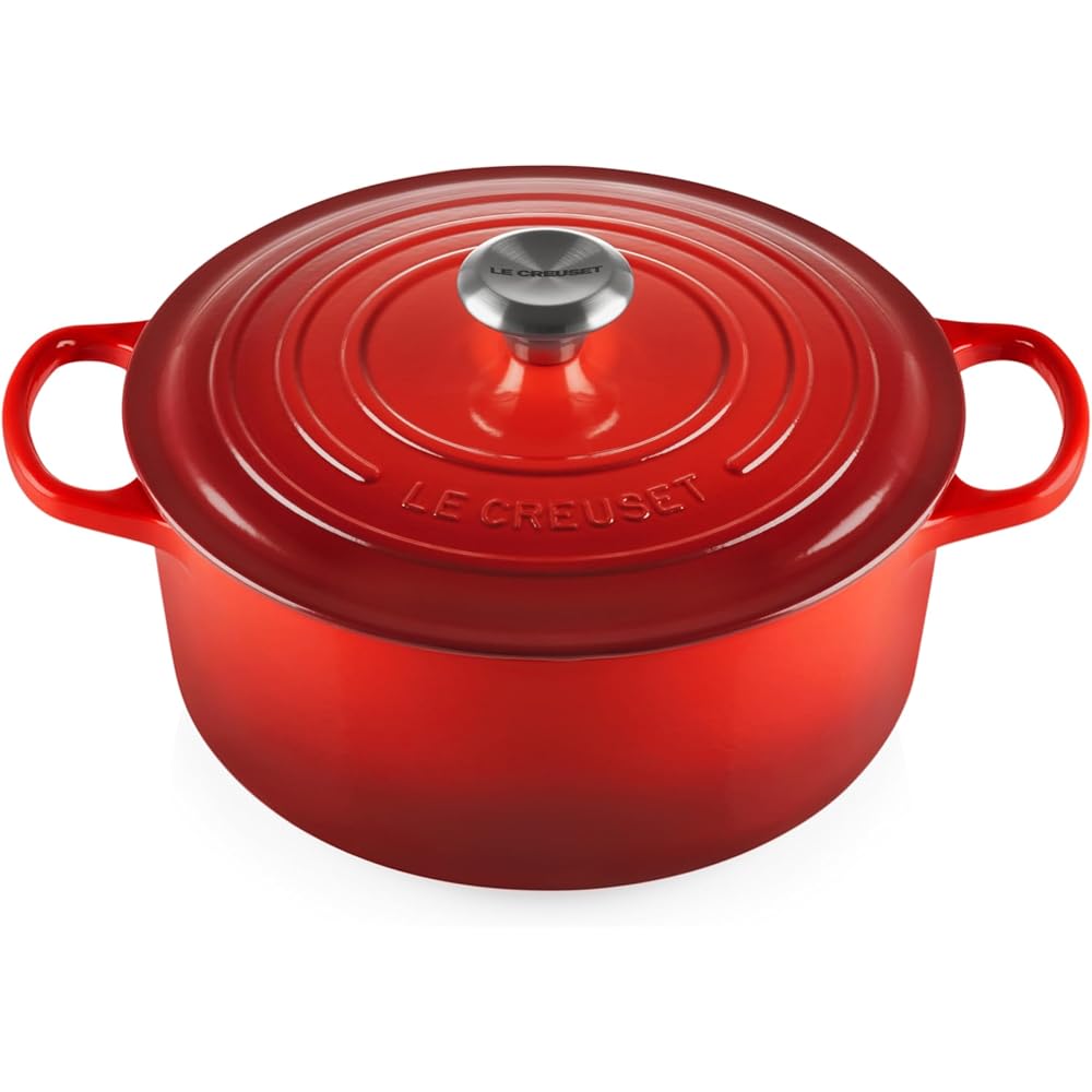 Le Creuset Enameled Cast Iron Signature Round Dutch Oven, 5.5 qt., Cerise: Home & Kitchen