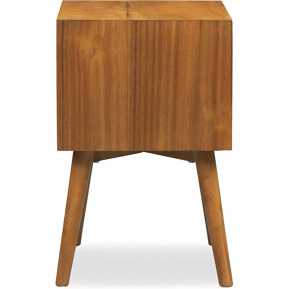 Edgemod Mid-Century Modern Nightstand – Solid Wood Bedside Table with 2 Drawers, Acorn Walnut Finish, 23.5