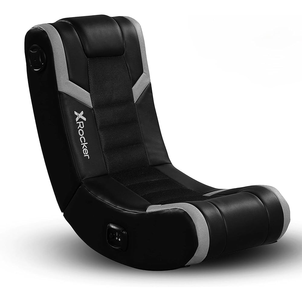 X Rocker Eclipse Video Gaming Floor Chair with Built-In Headrest Speakers, Wireless Bluetooth, Foldable, Vegan Leather, 300 lbs Max, Amazon Exclusive, Black and Silver : Home & Kitchen
